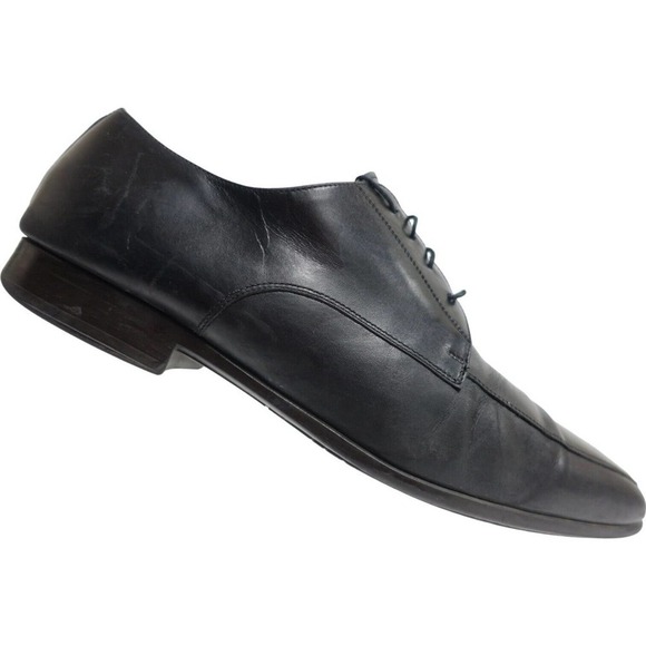 Santoni Shoes Mens 9.5 Black Leather Oxford Lace Up Dress Apron Toe Slip On $_12.JPG main image 2